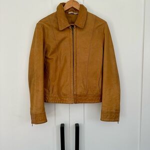 IW Edging Caramel Tan Vintage Leather Jacket with Classic Style and Slim Fit